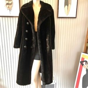 French Faux Fur Dark Brown Mid Length Coat